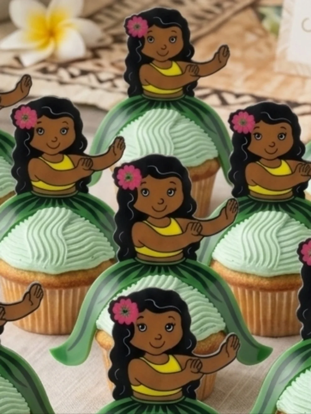 Hawaiian Cupcake Toppers 12 Count Vintage 2000's NOS Oriental Trading Co. NWT